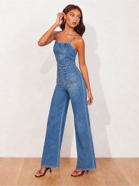 Reformation Pants - NWOT Reformation Starley Jumpsuit Tortuga Denim Open Back Wide Leg, Size 6